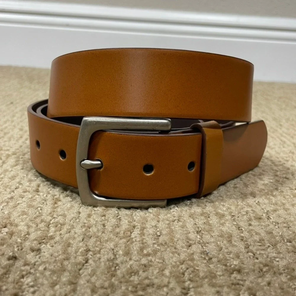 Gap‎ Classic Trouser Belt Mens 42 Cognac Orange Bonded Leather Preppy Academia